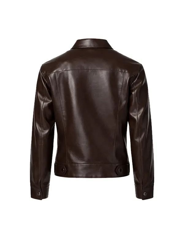 Travis Kelce Dark Brown Leather Jacket Travis Kelce leather jacket