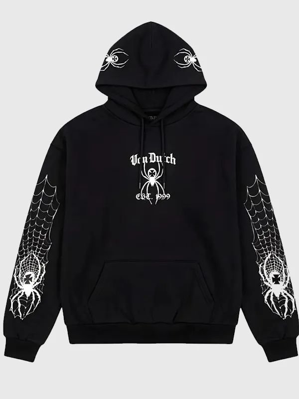 Spider Crest Hoodie Von Dutch Black Mens Spider Crest Hoodie
