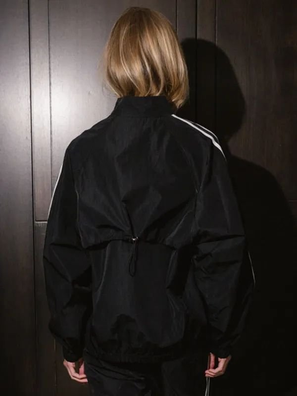 Parke Sport Stripe Nylon Jacket 2026 Parke Black Sport Stripe Nylon Jacket