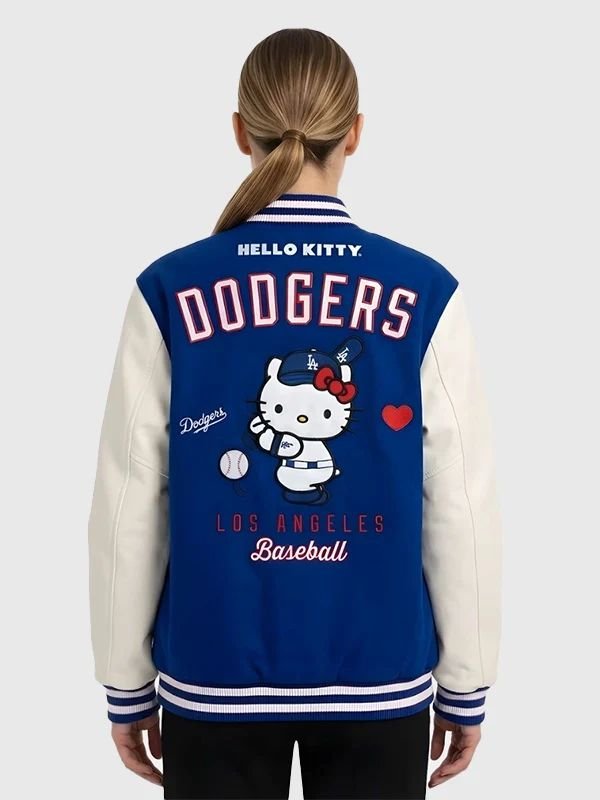 Hello Kitty Dodgers Varsity Jacket Hello Kitty Los Angeles Dodgers Varsity Jacket Blue White