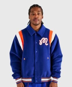 Malbon x Knicks 2026 The Garden Wool Varsity Jacket in Royal Blue