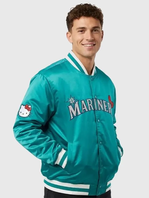 Mariners Hello Kitty Jacket Michelle Villafuerte Seattle Mariners Hello Kitty Green Bomber Jacket