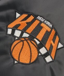 Giorgio Armani x Kith New York Knicks Satin Jacket Playoffs 2026 Kith Armani NYK nicks Bomber Jacket in Black
