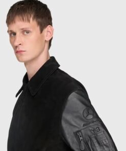 Unisex Adidas Y 3 x Mercedes 2026 Black Leather Racing Jacket