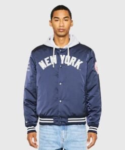 Unisex BBC New York Yankees Full Zip Hooded Jacket in Satin
