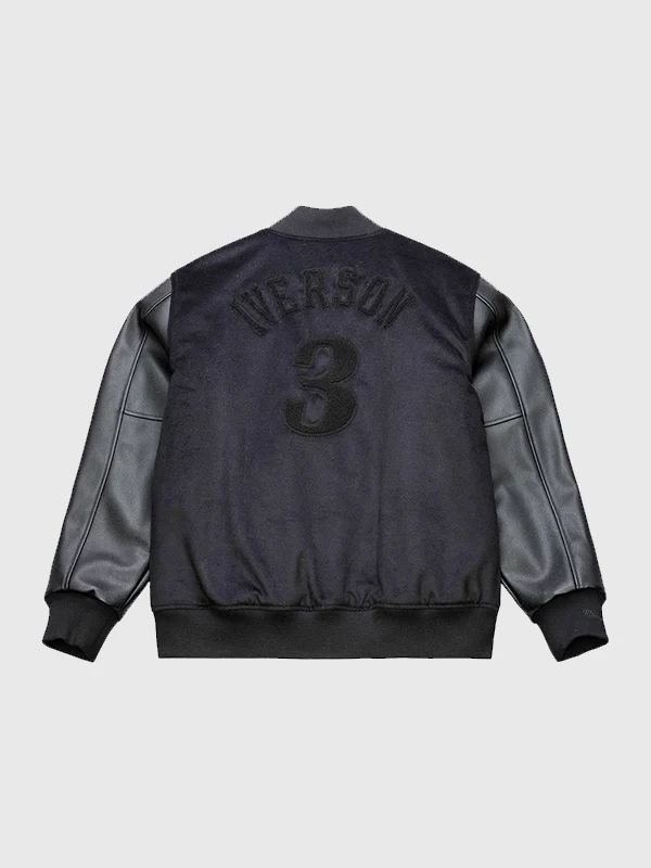 Allen Iverson 76ers x Mitchell & Ness Varsity Jacket Walk The Tunnel Varsity Black Jacket Allen Iverson