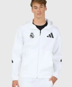 Mens Adidas Real Madrid Z.N.E. Woven Track Jacket Adidas 2026 Real Madrid Mens Urban Z.N.E. Woven Track Jacket White