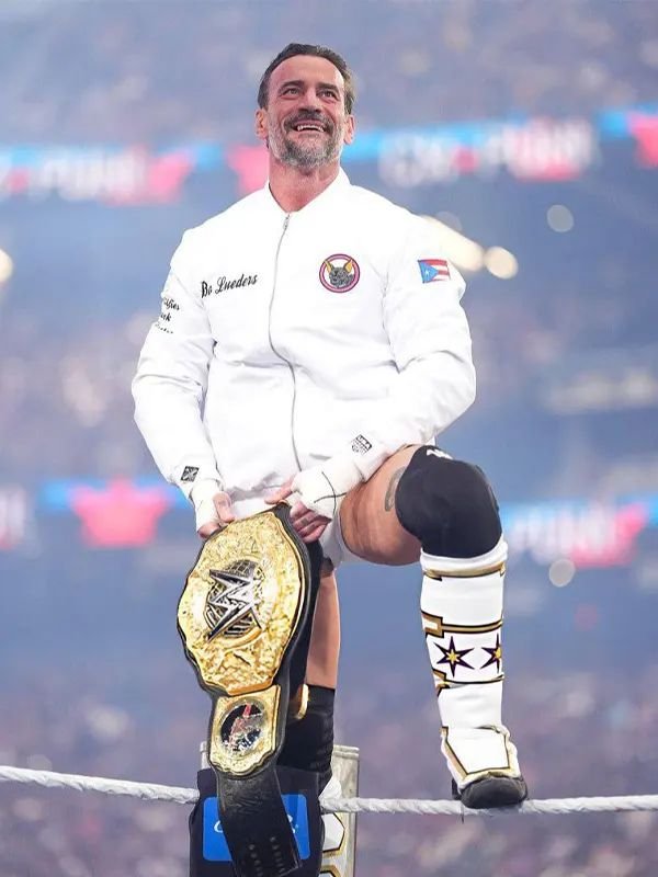 CM Punk WrestleMania White Bomber Jacket CM Punk WrestleMania White Bomber Jacket