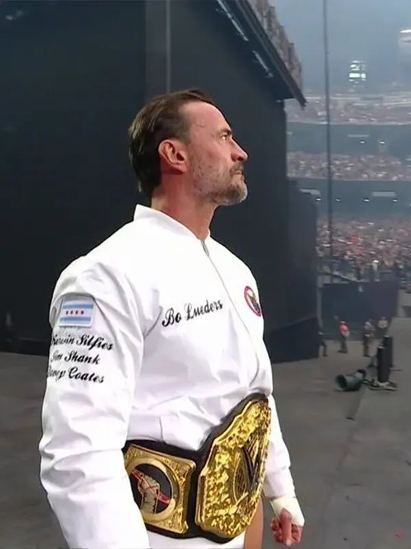 CM Punk WrestleMania White Bomber Jacket CM Punk WrestleMania White Jacket