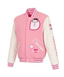 la dodgers hello kitty pink varsity jacket