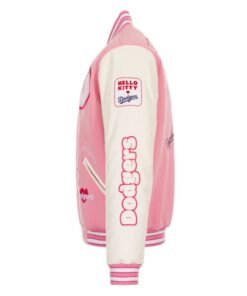 la dodgers hello kitty pink wool leather jacket
