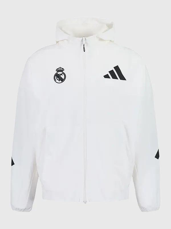 adidas Real Madrid フード付きジャケット adidas Real Madrid 25/26 Competiton Vis Tech Travel Jacket