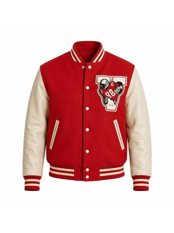 Michael 2026 Jaafar Jackson Red Varsity Jacket Michael Jackson Biopic Varsity Jacket