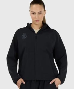 Womens Adidas Real Madrid Z.N.E. Woven Track Jacket Real Madrid 2026 Adidas Women Black Urban Z.N.E. Woven Track Jacket