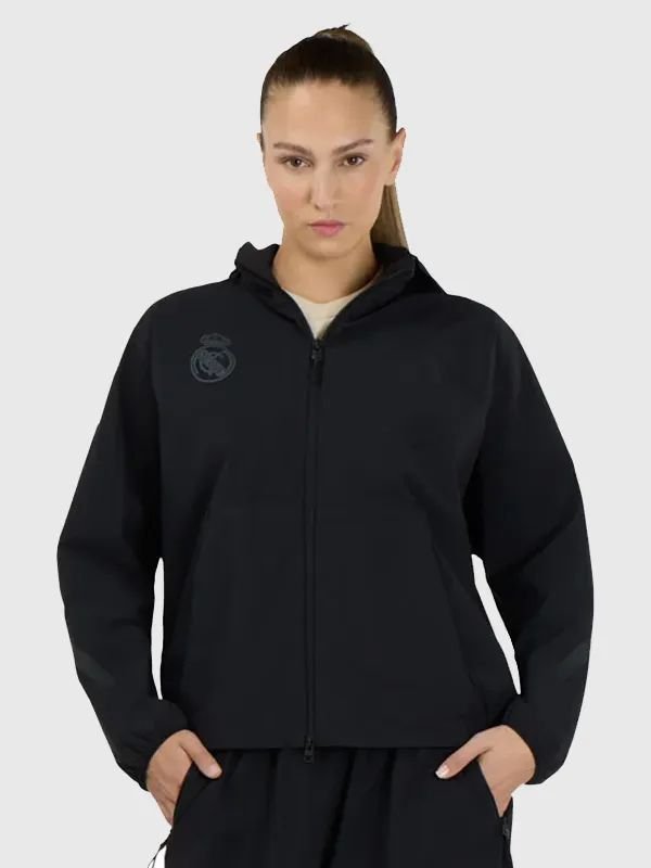 Womens Adidas Real Madrid Z.N.E. Woven Track Jacket Real Madrid 2026 Adidas Women Black Urban Z.N.E. Woven Track Jacket