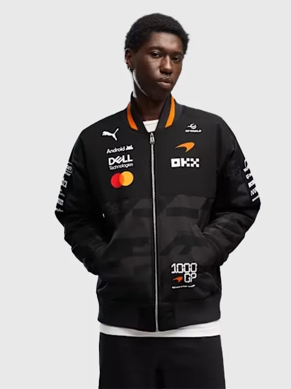 Puma Mclaren RACING 1000th Grand Prix Bomber Jacket Unisex Puma McLaren 2026 Black 1000th Grand Prix Bomber Jacket