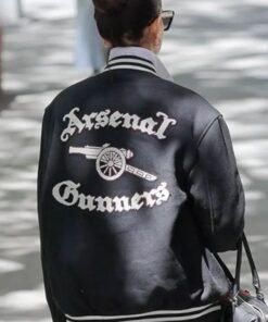 2026 Anne Hathaway Arsenal Gunners Wool Varsity Jacket Black