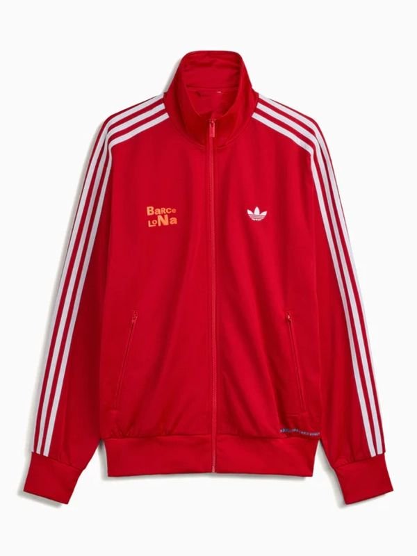 Adidas x Bad Bunny Barcelona Firebird Track Jacket Adidas x Bad Bunny DtMF Barcelona Tour Merch Black & Red Firebird Track Jacket