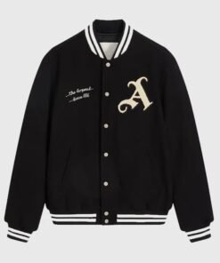 Anne Hathaway Arsenal Gunners 2026 Black Wool Varsity Jacket
