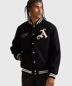 Arsenal Gunners Anne Hathaway 2026 Wool Varsity Jacket Black