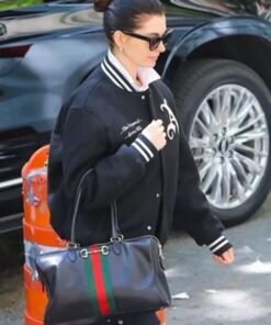 Black Anne Hathaway 2026 Arsenal Gunners Wool Varsity Jacket