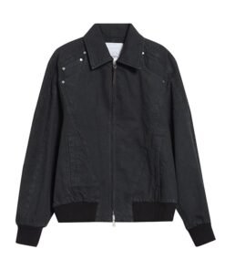 Black Patchwork Denim Bomber Jacket