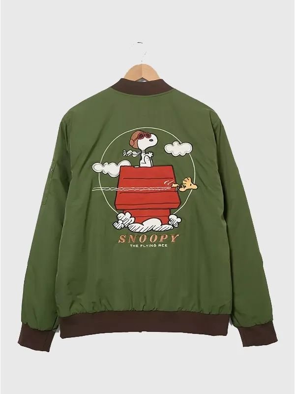 BoxLunch Peanuts Snoopy Flying Ace Bomber Jacket BoxLunch Peanuts Snoopy Flying Ace Green Bomber Jacket 2026 Unisex