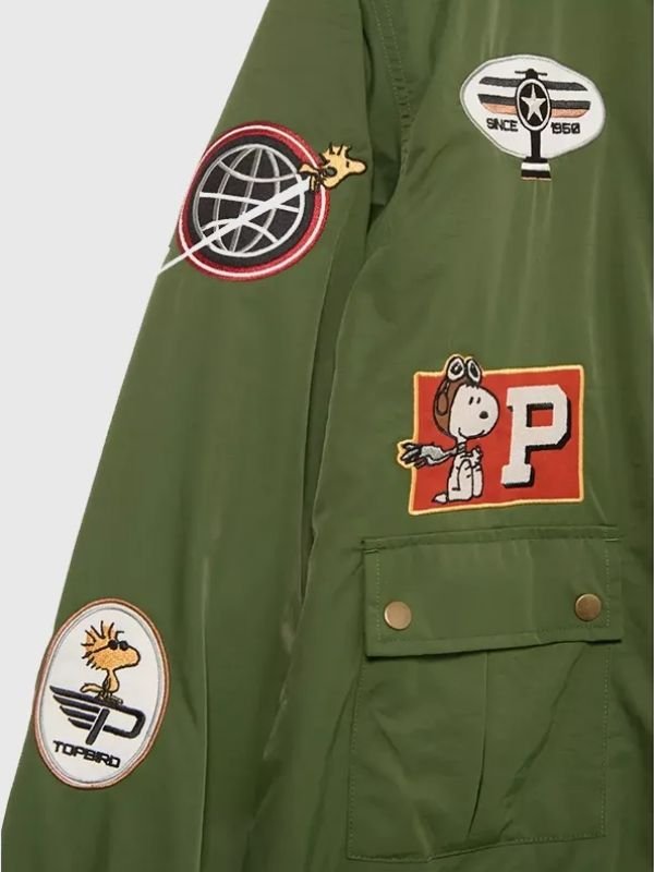 BoxLunch Peanuts Snoopy Flying Ace Bomber Jacket BoxLunch Peanuts Snoopy Flying Ace Green Jacket