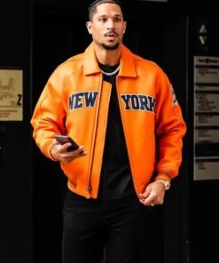 Josh Hart Knicks Leather Varsity Jacket
