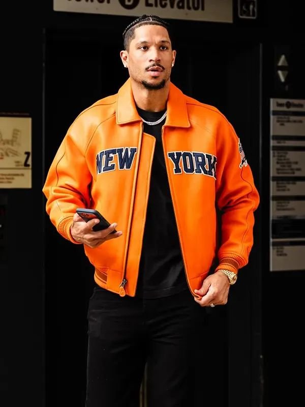 Josh Hart Knicks Leather Varsity Jacket Josh Hart Knicks Leather Varsity Jacket