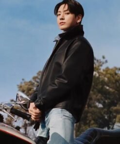 Jungkook Black Leather Jacket CK