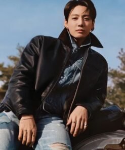 Jungkook CK Leather Jacket Black