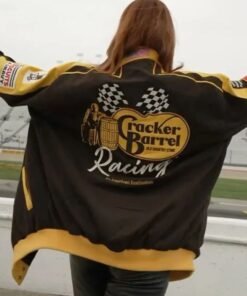 NASCAR Cup Series Cracker Barrel 400 Racing Jacket NASCAR Cup Series Cracker Barrel 400 Brown and Yellow Jacket