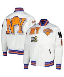 New York Knicks 2X Champions Mash-Up Satin Varsity Jacket