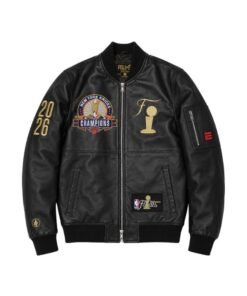 NY Knicks NBA Finals Champions Black Leather Jacket 2026