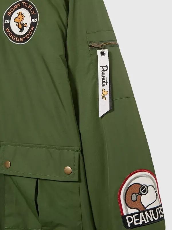 BoxLunch Peanuts Snoopy Flying Ace Bomber Jacket Peanuts Snoopy Flying Ace Green Bomber Jacket