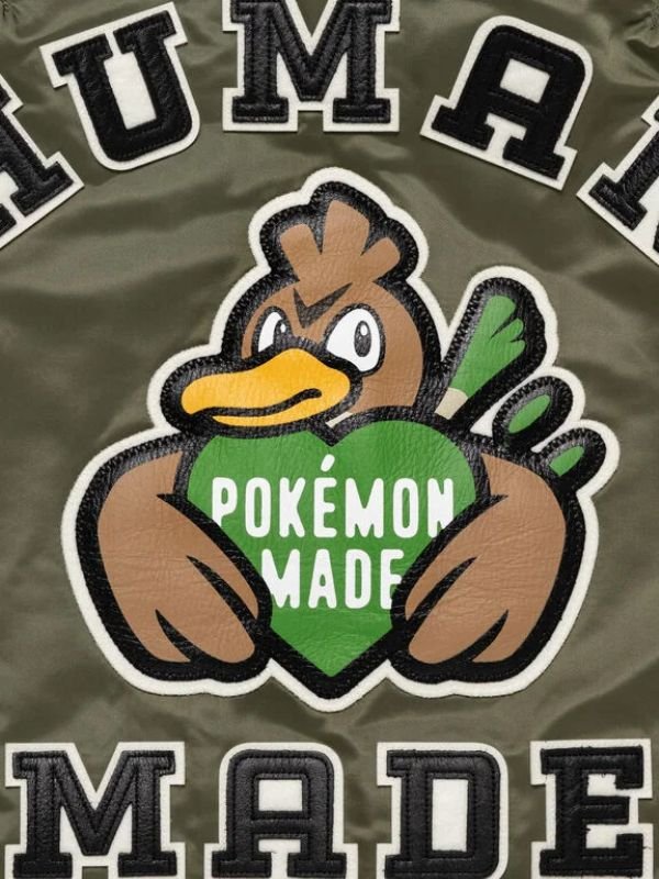 Pokemon x Human Made Satin Bomber Jacket Pokemon x Human Made Olive Green Jacket