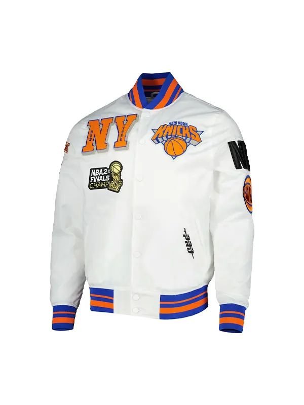 New York Knicks 2X Champions Mash-Up Satin Varsity Jacket Pro Standard NBA New York Knicks Mashup Satin Jacket