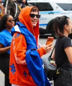 Timothée Chalamet Knicks Parade Hoodie Timothee Chalamet Knicks Orange Zip Up Hoodie