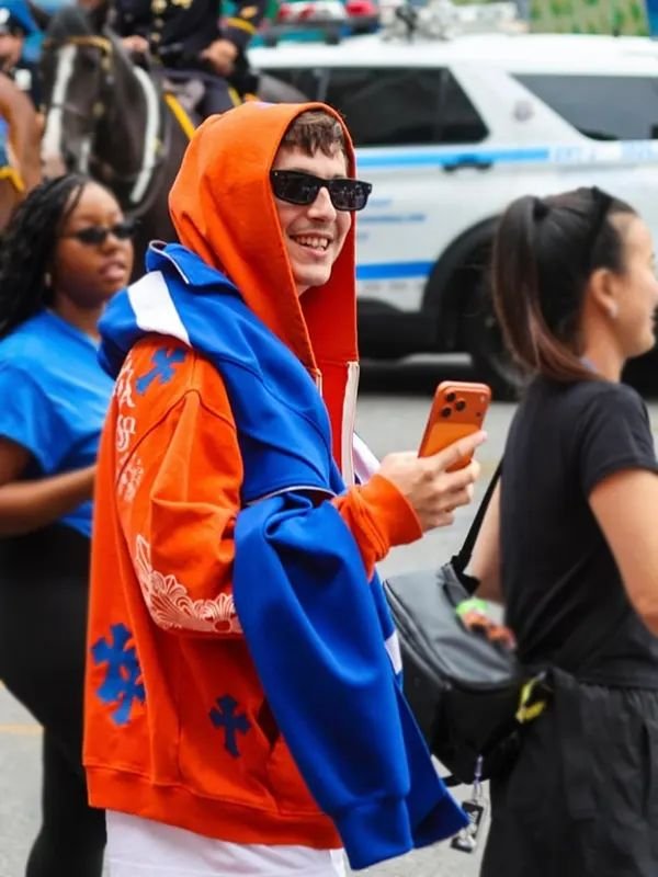 Timothée Chalamet Knicks Parade Hoodie Timothee Chalamet Knicks Orange Zip Up Hoodie