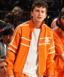 Timothée Chalamet NBA Finals Orange Jacket