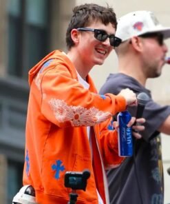 Timothée Chalamet Knicks Parade Hoodie Timothee Chalamet Orange Knicks Hoodie 2026