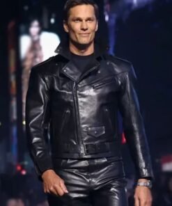 Tom Brady x Gucci Debut Black Biker Leather Jacket