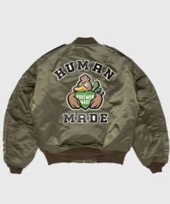 Unisex Pokémon x Human Made 2026 Olive Green Satin Bomber Jacket