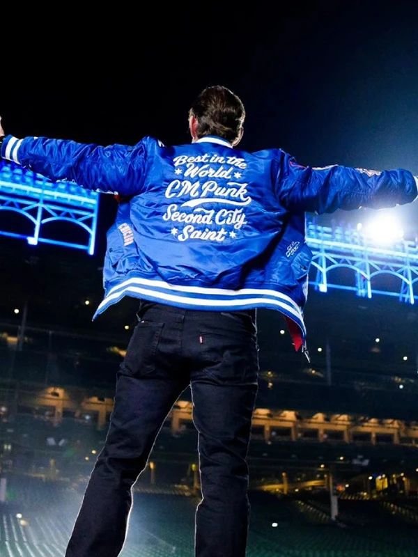 CM Punk Chicago Cubs Blue Jacket CM Punk Chicago Cubs Satin Jacket
