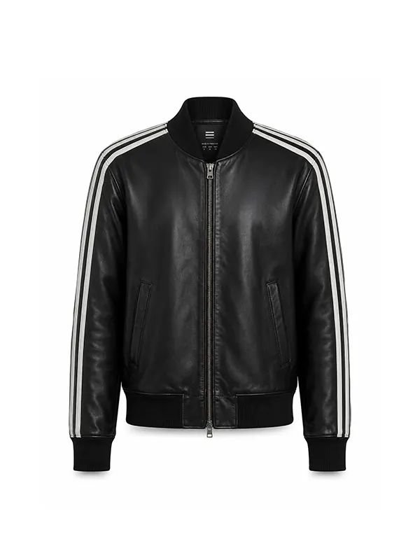 David Beckha World Cup 2026 Leather Track Jacket David Beckham Black Leather Track Jacket
