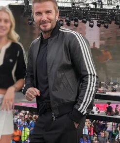David Beckham FIFA World Cup 2026 Leather Track Jacket Black