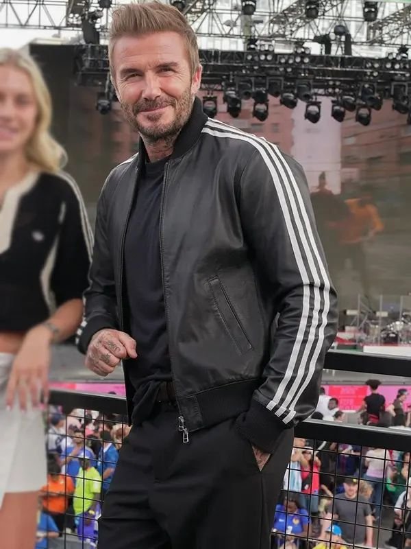 David Beckha World Cup 2026 Leather Track Jacket David Beckham FIFA World Cup 2026 Leather Track Jacket Black