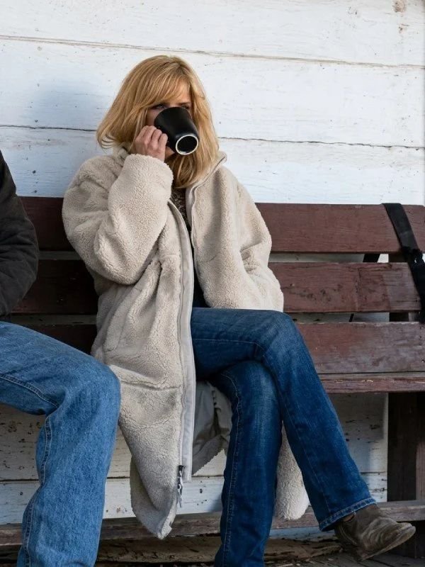 Dutton Ranch Beth Dutton Sherpa Coat Dutton Ranch Beth Dutton White Longline Sherpa Coat