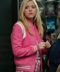 Elle 2026 Lexi Minetree Pink Wool Teddy Bomber Jacket